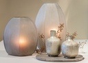 Mouthblown vase vertical flat cutting stone finish light smoke small - Ø32x33cm - 1/1