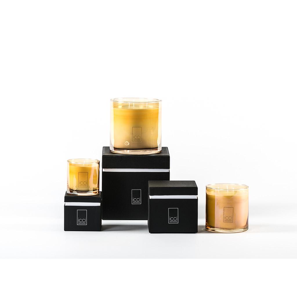 Scented candle cylindrical summer votive, (A) golden sun (R) fuchsia (GR) green  - Ø 9 x 9cm - 1 - int. cot. - p/6