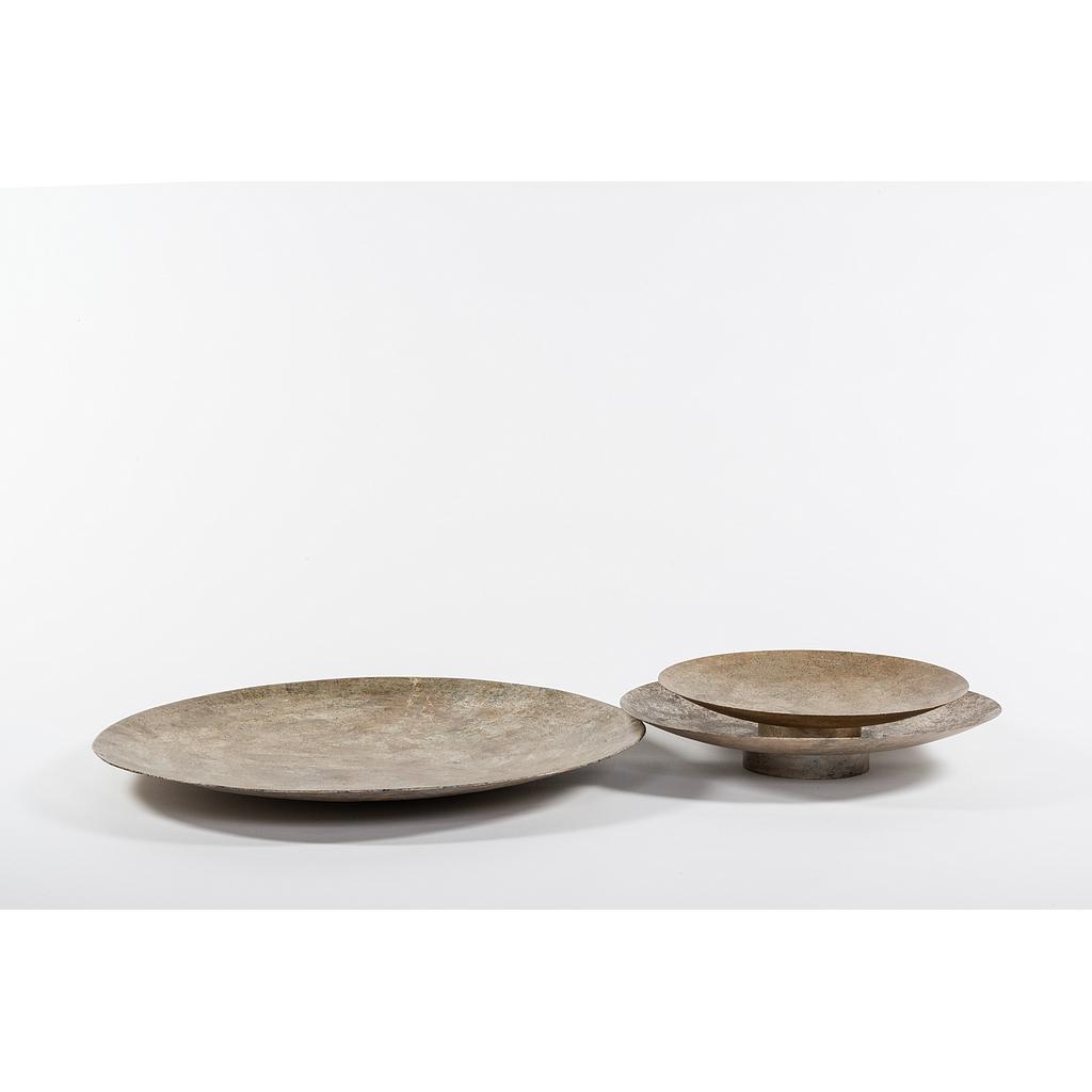 Wall decor/plate - iron - burnished champagne - small Ø 48x10cm - p/1/2