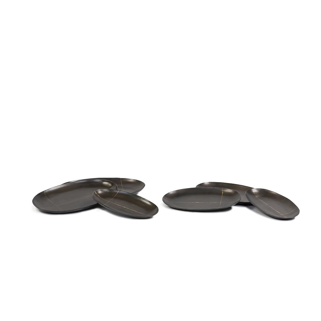 Oval platter food safe - metal - antique black - small 22x12x2cm - p/4/24