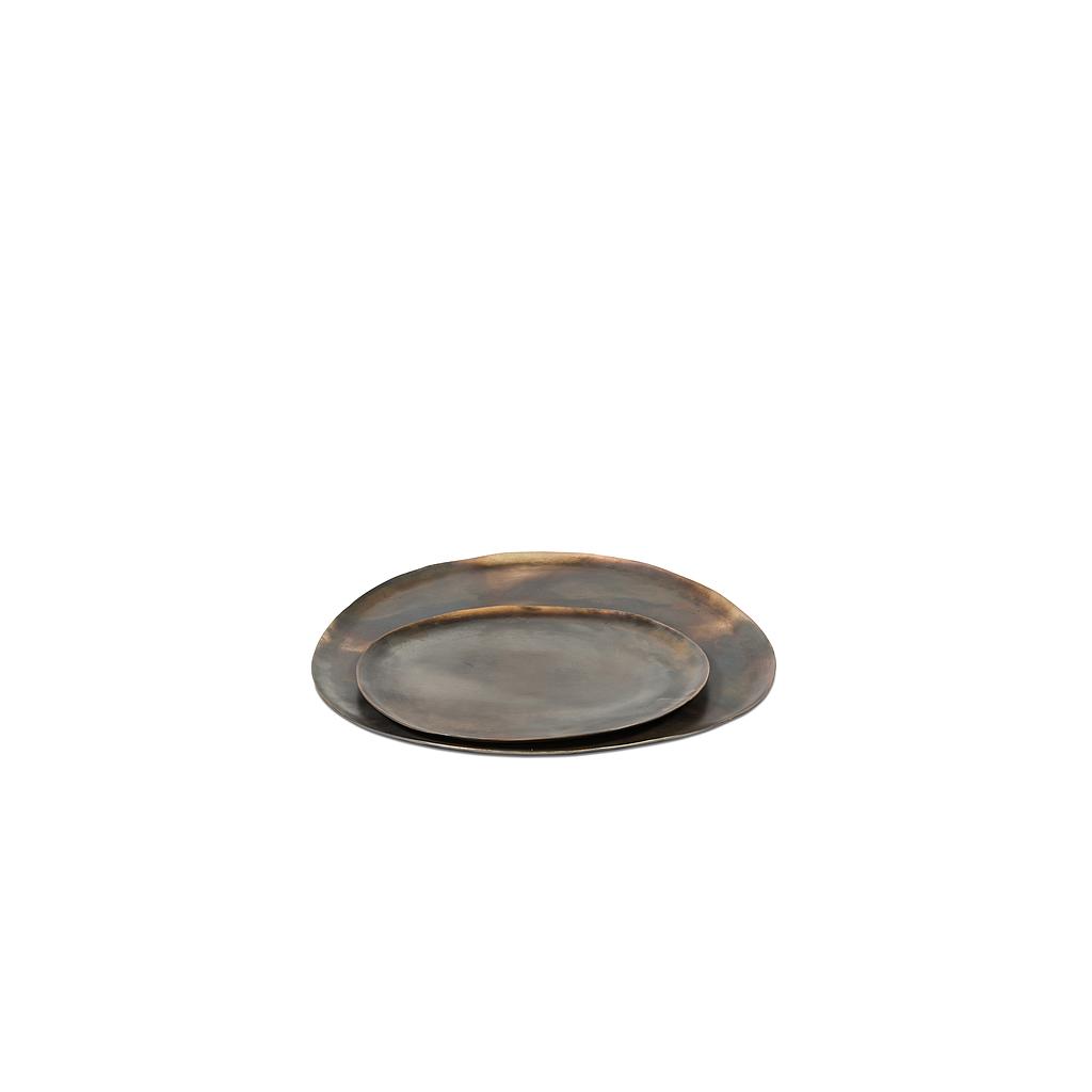 Foodsafe organic platter - metal - burned silver - L38,5x37x1,5cm - p/1/8