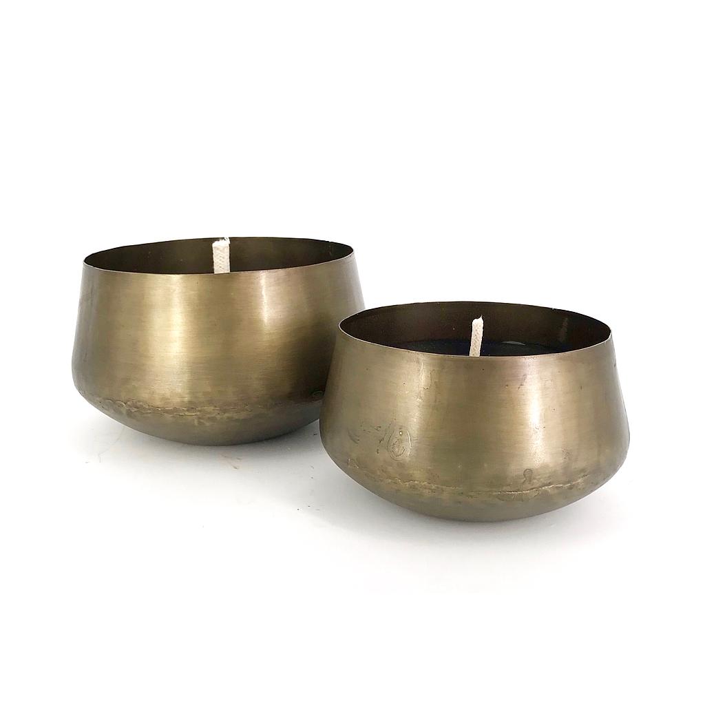 Set of 2 old brass metal planters - Ø 21x12,5cm/Ø 17x9,5cm  - 1 - ext. cot. - p /2sets