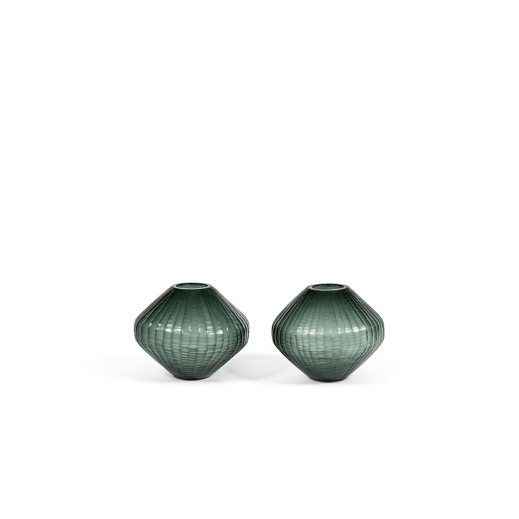 Glass vase boulder with cutting small - glass - smoke grey - Ø 30x24cm - p/1/1