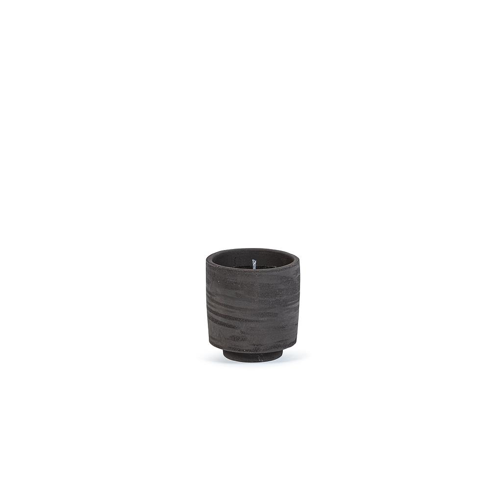 Round black concrete terracotta pot - Ø 11 x 12cm - 1 - ext. cot. - p/8 + CITRONELLA