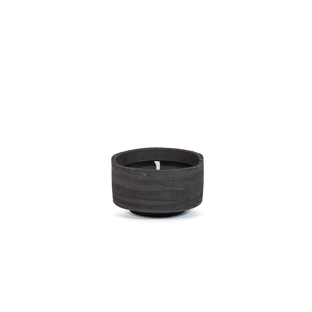 Round black concrete terracotta pot - Ø 18 x 10cm - 1 - ext. cot. - p/8 + CITRONELLA