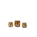 Thick votive bowl with bark design - glass - ocher - Ø12x11cm - p/4/1