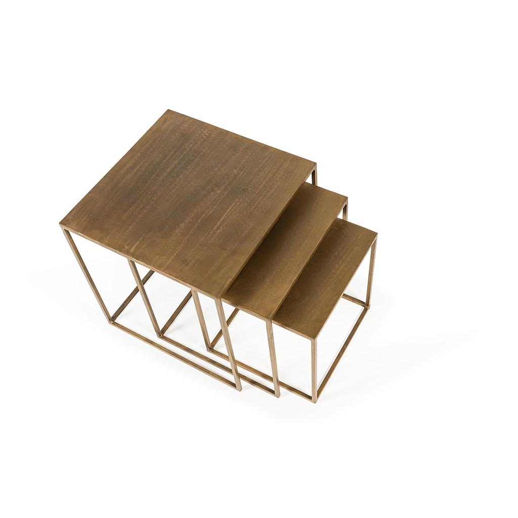 Side table set of 3 - metal - antique brass - 40x39x40cm/35x35x35cm/30x30x30cm - p/1/1