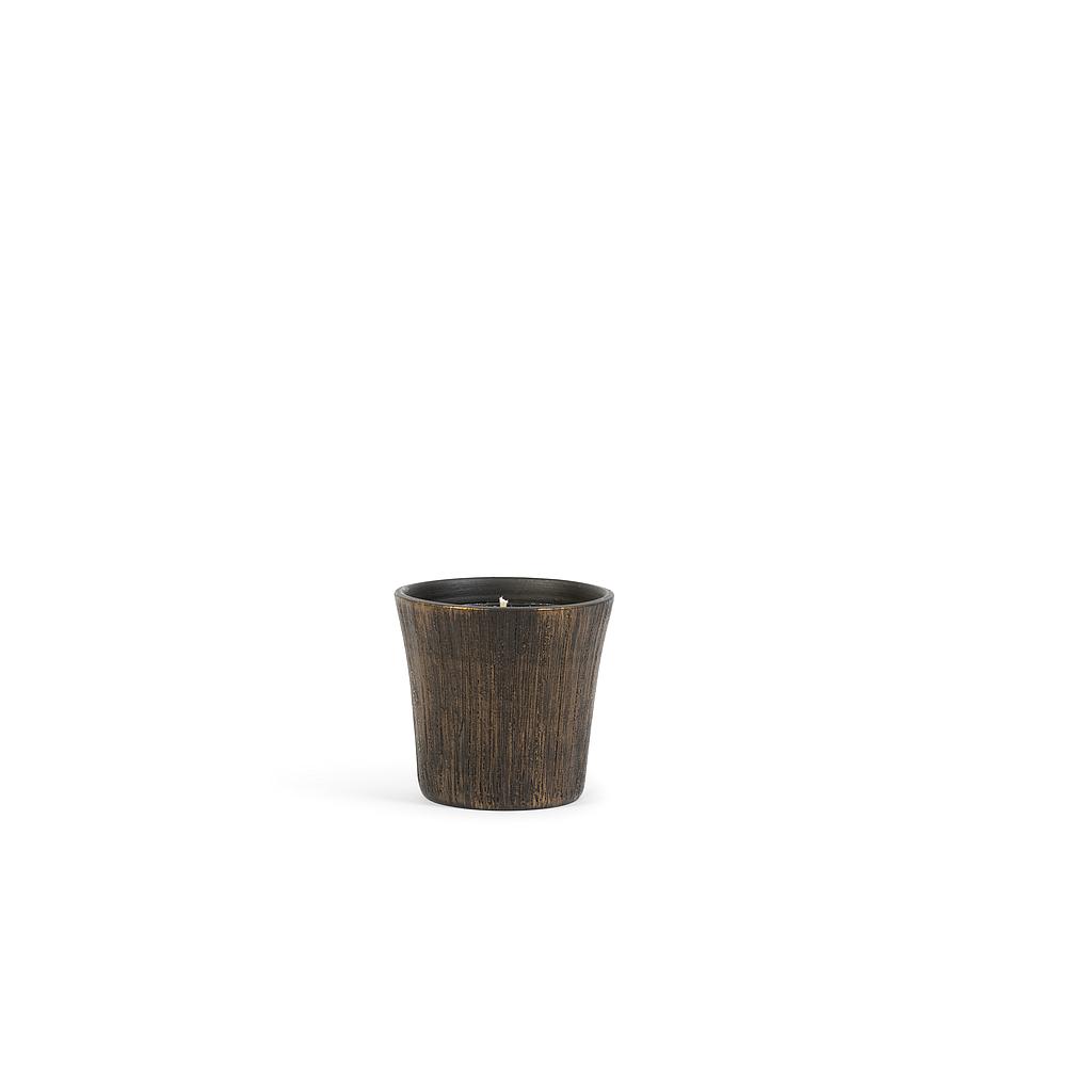 Round black/gold striped terracotta pot - Ø 17 x 17cm - 1 - ext. cot. - p/6
