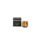 Scented candle thick ocher glass votive bowl with bark design - Ø 15x14cm - 3 - int. cot. - p/2