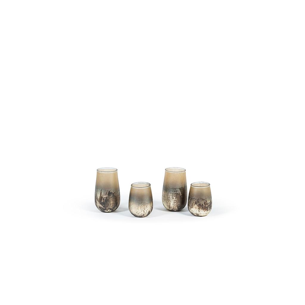 Vase - glass - matt gold luster black oxidised - Ø 9x12cm - p/6/24