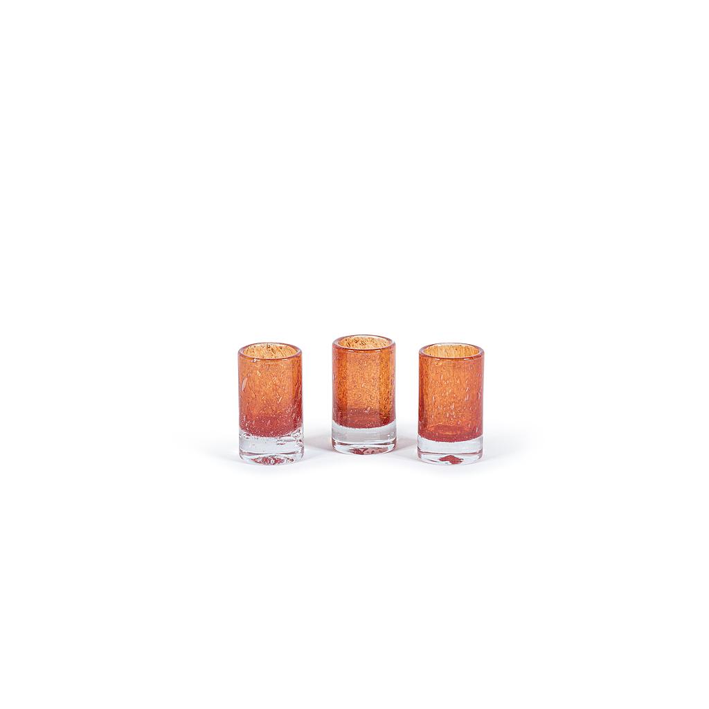 Cylindrical votive - glass - orange red - Ø 7 x 12 cm - p/6