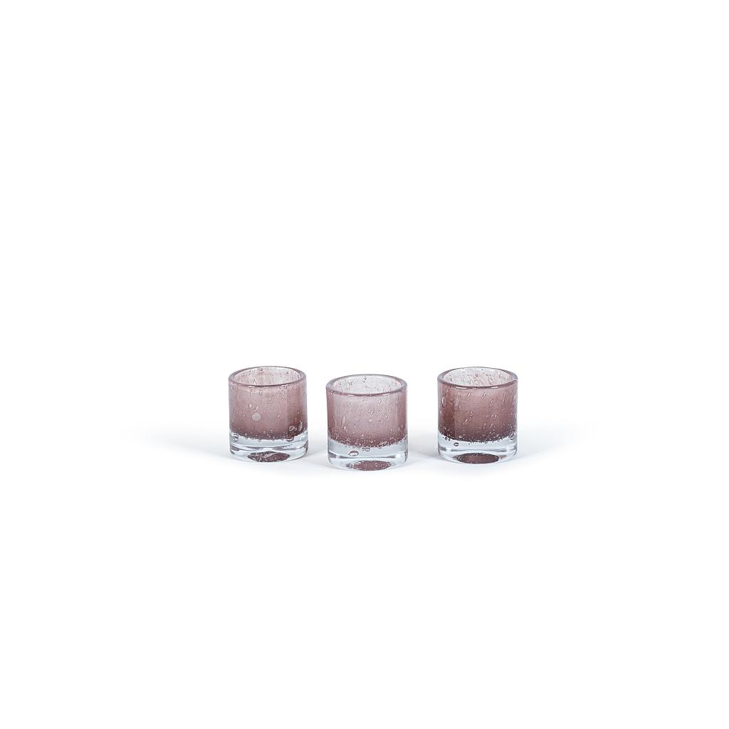 Cylindrical votive - glass - old purple - Ø 8,5x8,5cm - p/6