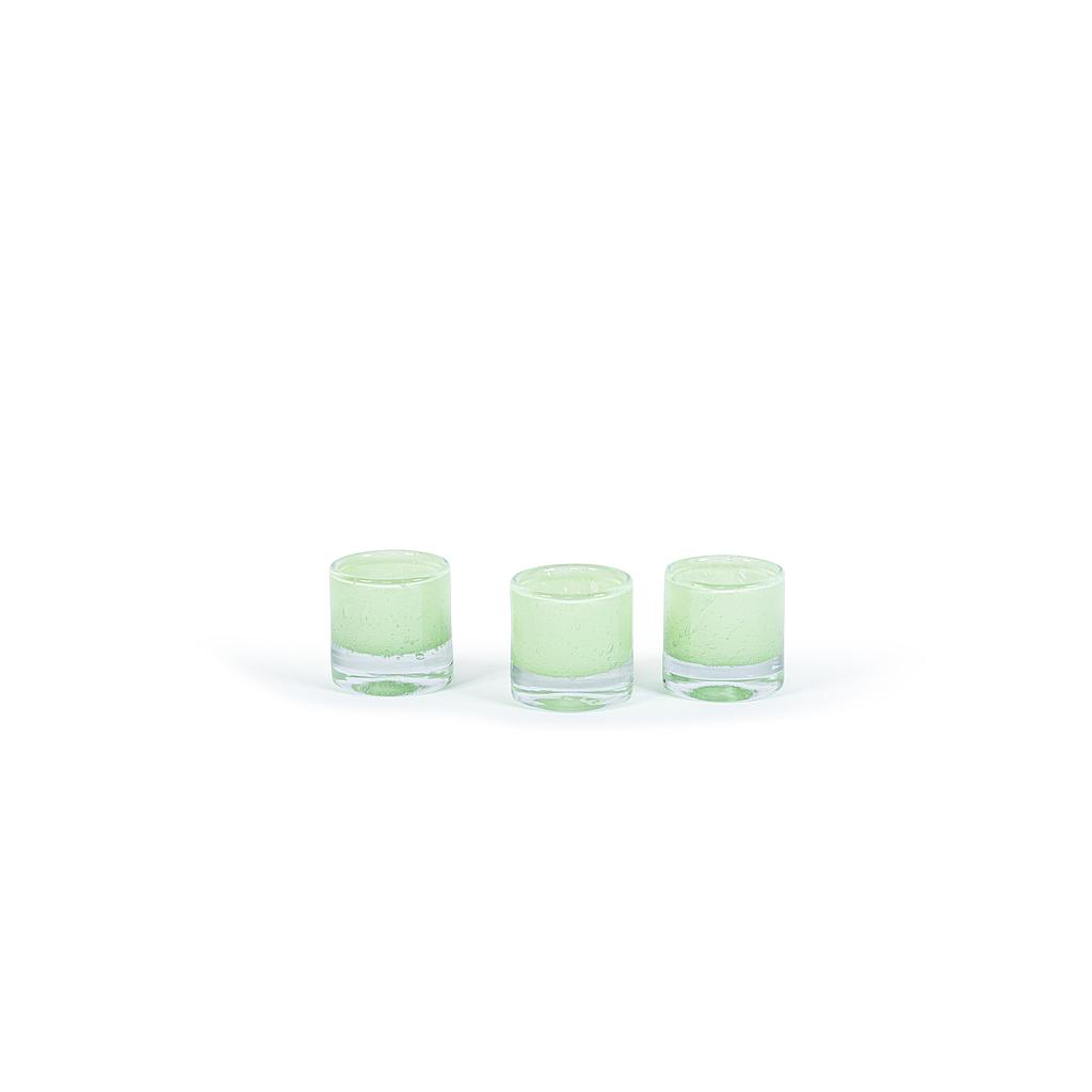 Cylindrical votive - glass - mint green - Ø 8,5x8,5cm - p/6