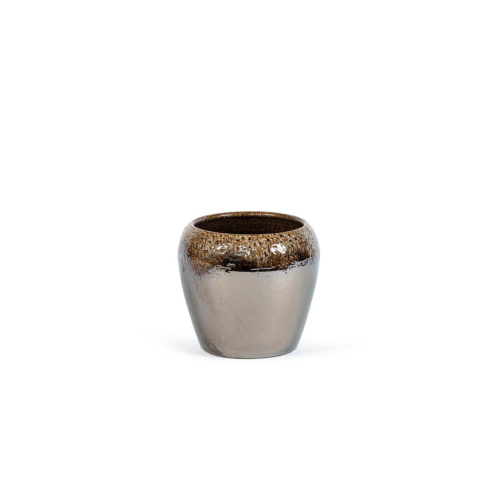 Flowerpot - terracotta - brown gold glaced - Ø 19x23cm - p/2