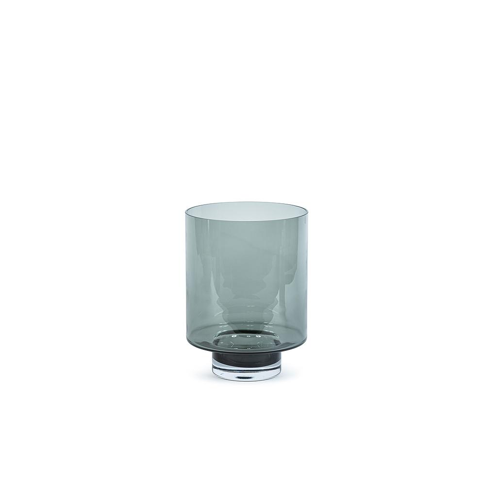 Lifted hurricane on base - glass - smoke - Ø 26x35cm - p1/1