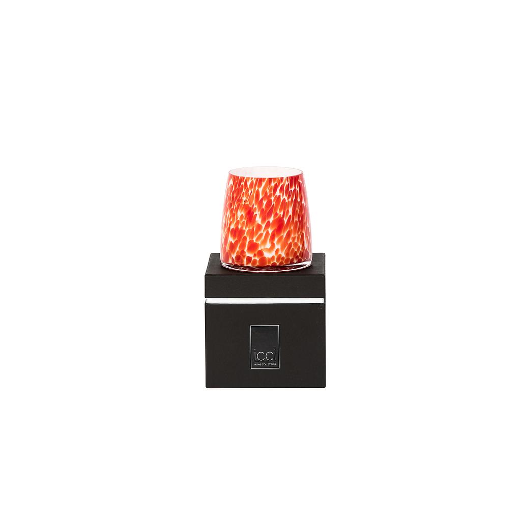 Scented candle conical glass vase with red spots - large Ø15 x 15cm - 3 - int. cot. - p/1