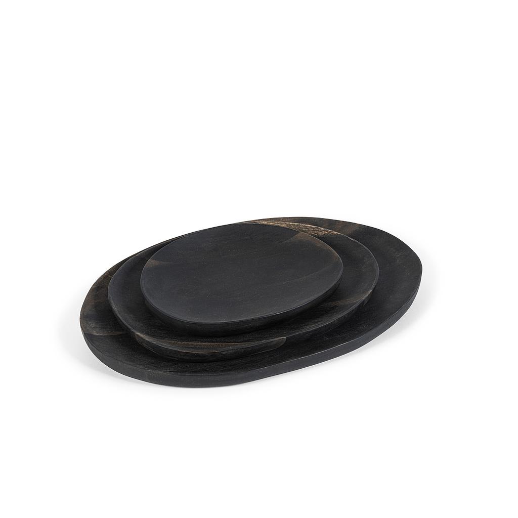 Bowl - wooden acacia - black - medium - 35x25x2,5cm - p/4/12