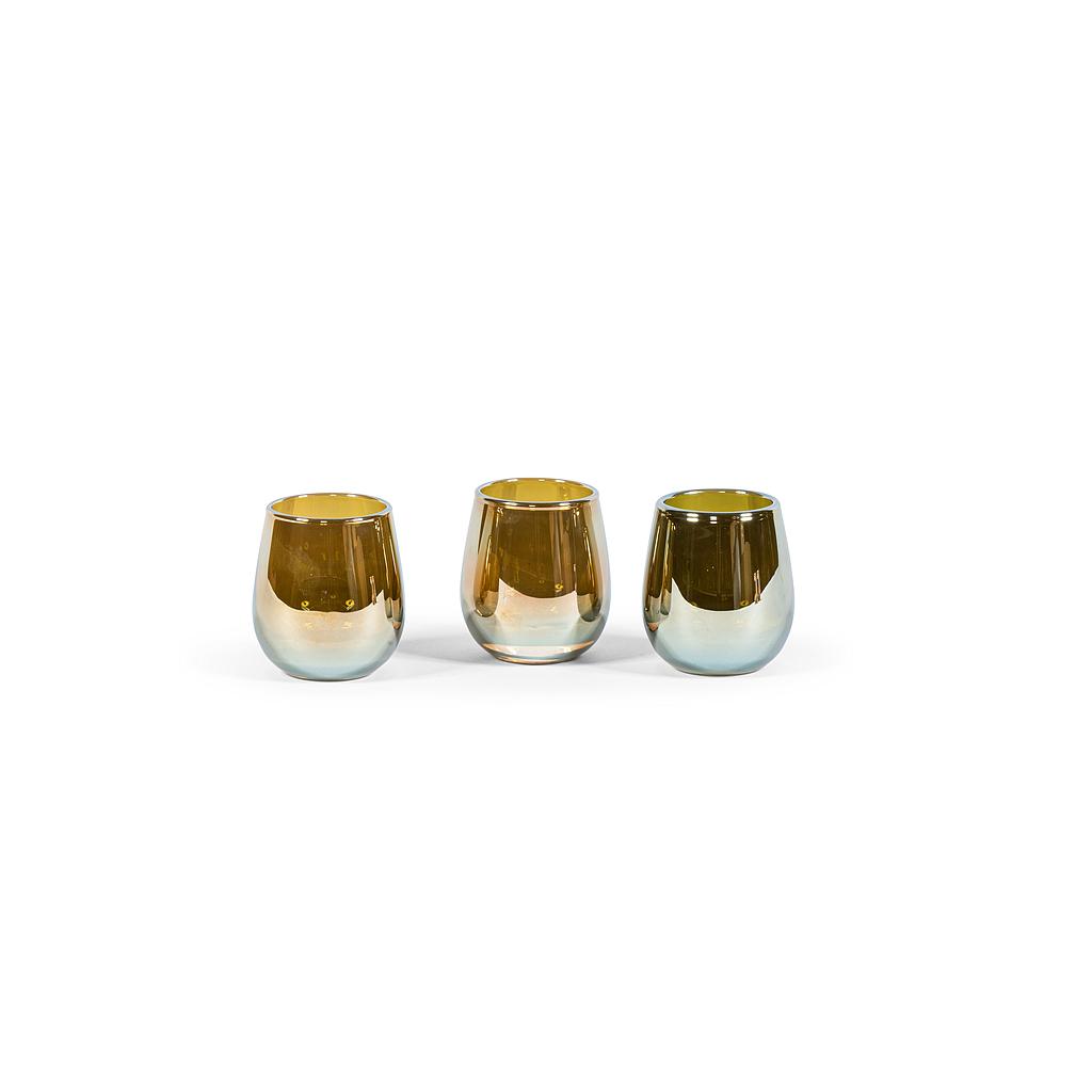 Votive - glass - olive luster - Ø 7,5x8cm - p/6/1

