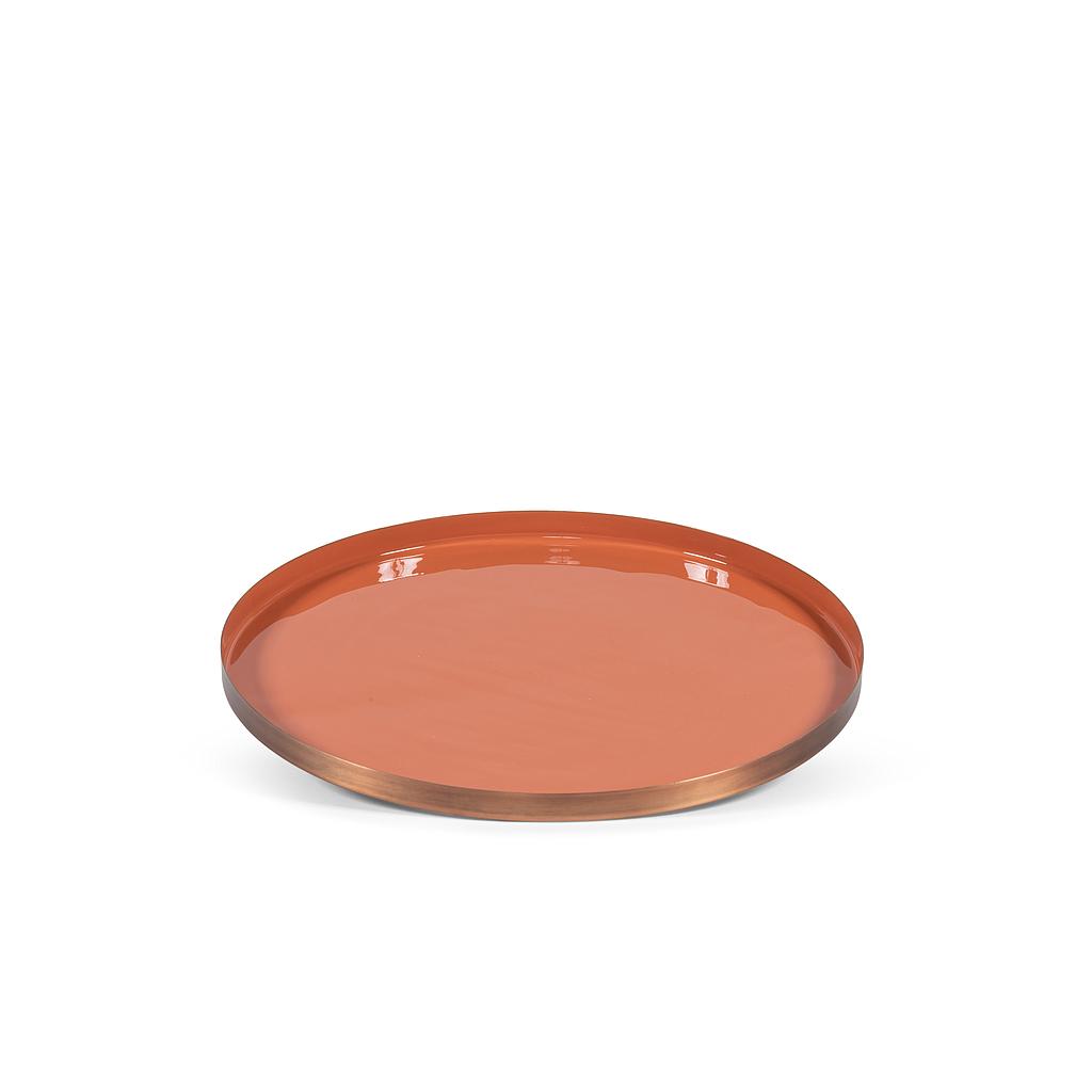 Tray - Metal & Enamel - Copper antique outside & terracotta inside - Ø 40x2cm - p/2/4