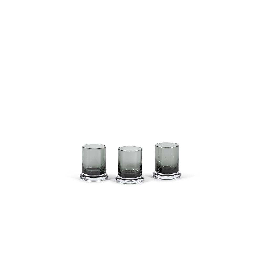 Votive with border - glass - smoke -Ø7.5 x 8.5cm - p6