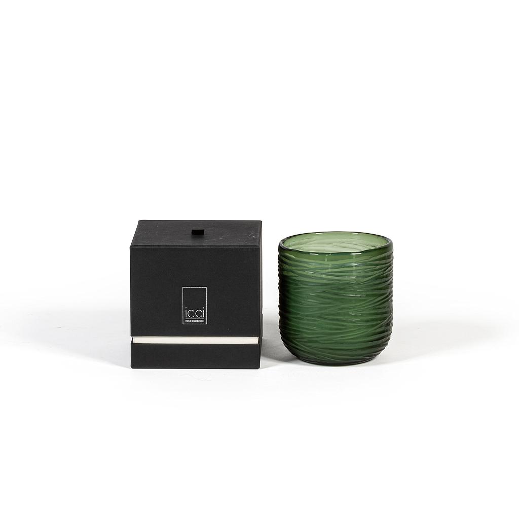 Mouthblown vase, greengrey with horizontal cutting - Ø15 x 15cm - 3 - int. cot. - p/2