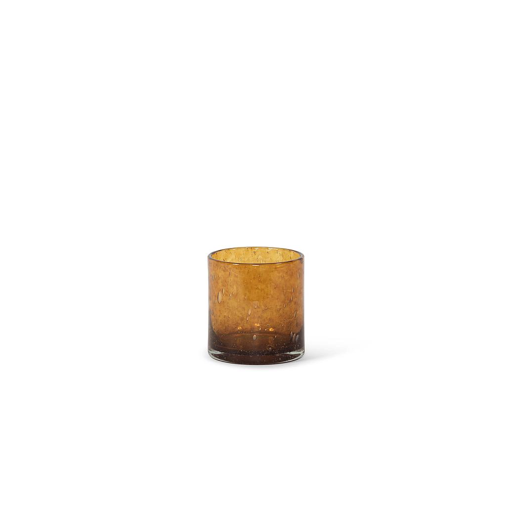 Thick votive cylinder - glass - cognac - Ø 14 x 15cm - p/4
