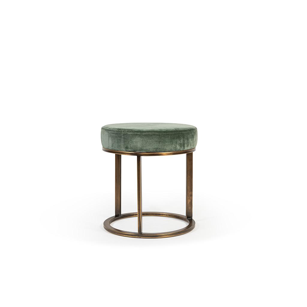 Poof with velvet seat - velvet/metal - old green - Ø 38x45cm - p/1/1