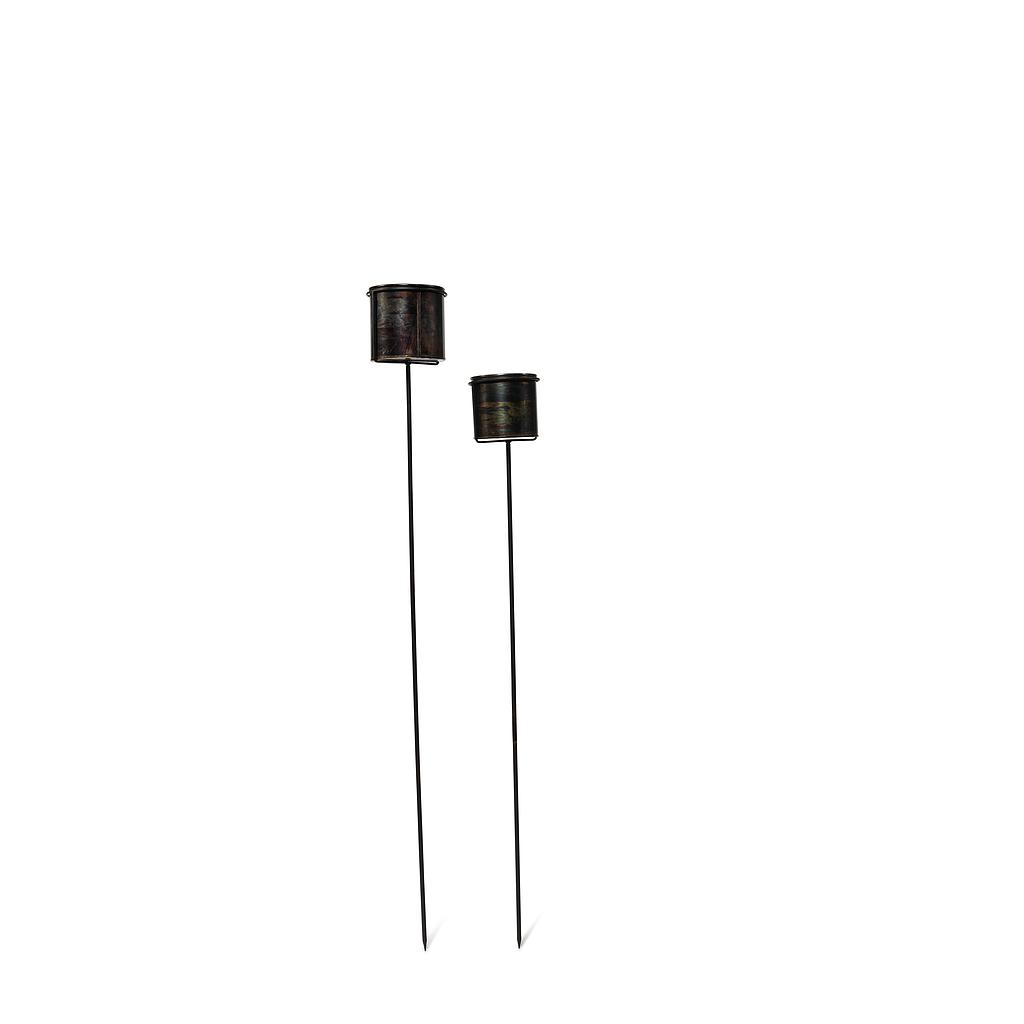 Garden candle on stick outdoor metal old silver - Ø13x115cm - 1 - ext. cot. - p/8