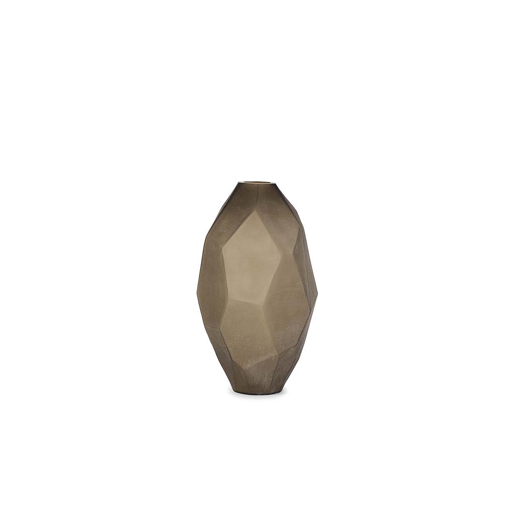 Faceted vase stone finish - glass - smoke - Ø28x49cm - p/1/1