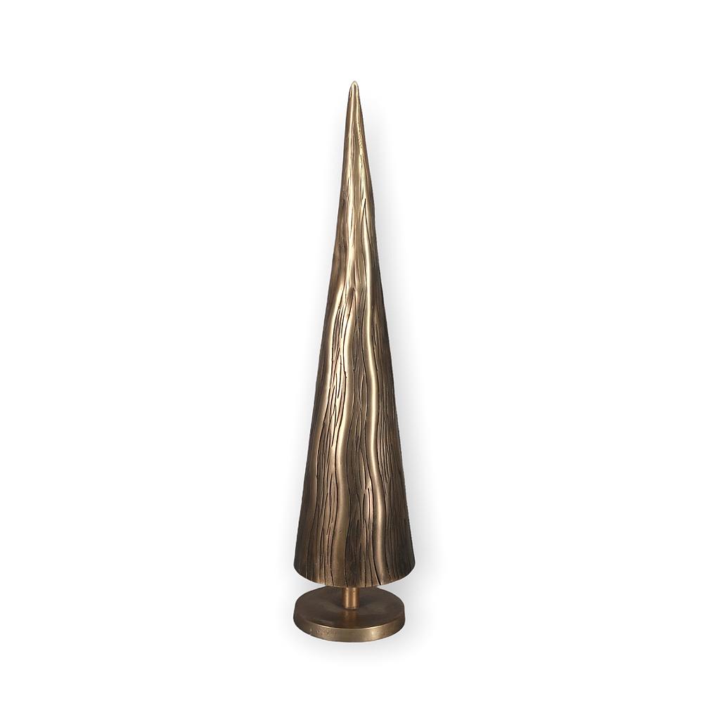 Big X-mas Tree nerved - metal - antique gold - Ø13 x 56 cm - p/1/4