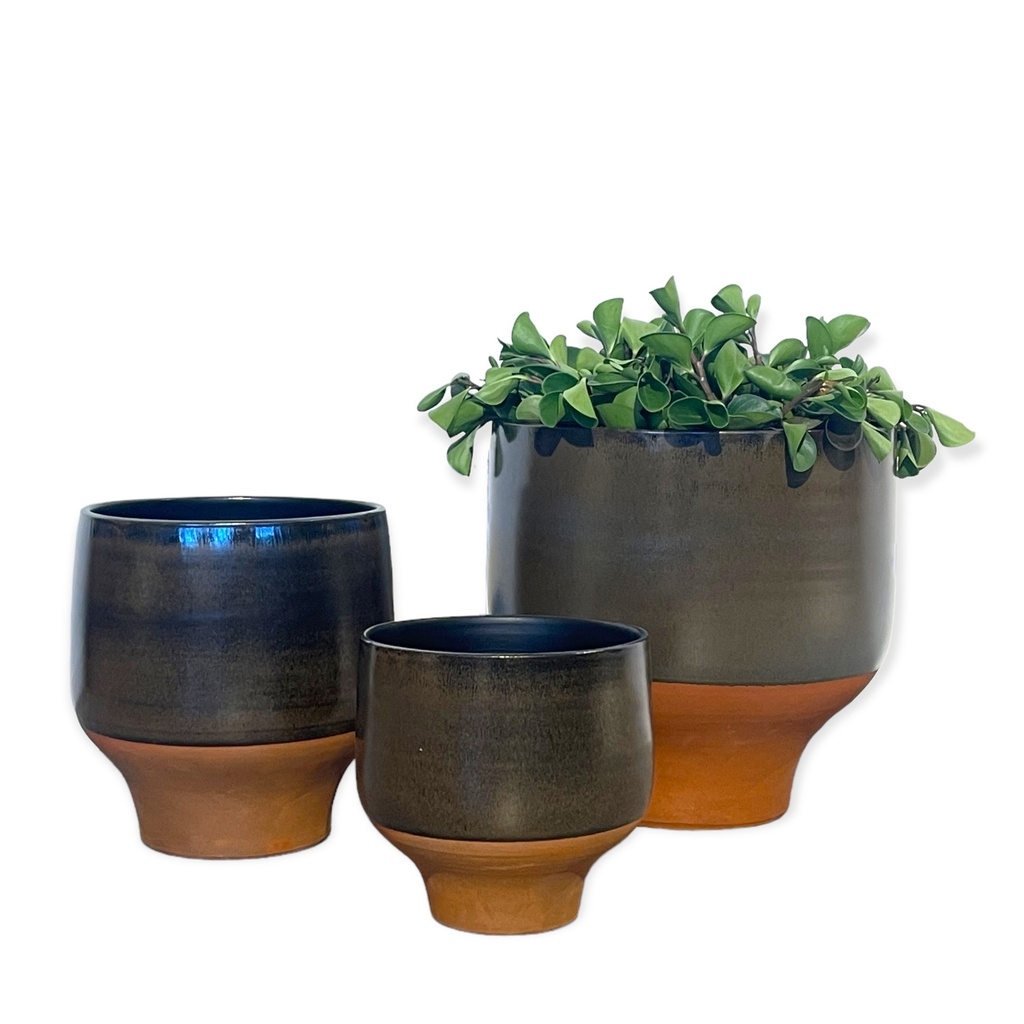 Flowerpot - terracotta - brownblue glazed - Ø28 x 29cm - p/1