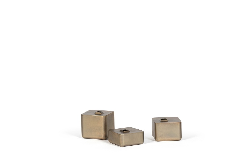 Square solyflower vase - metal - brass antique - 9.5 x 9.5 x 5 cm- p 6/36
