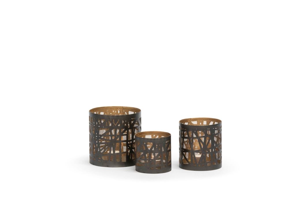 Hurricane set of 3 - metal - zinc antique/ gold - Ø10x 10.5 / Ø13 x 15cm/Ø15 x 15.5cm - p 1/8