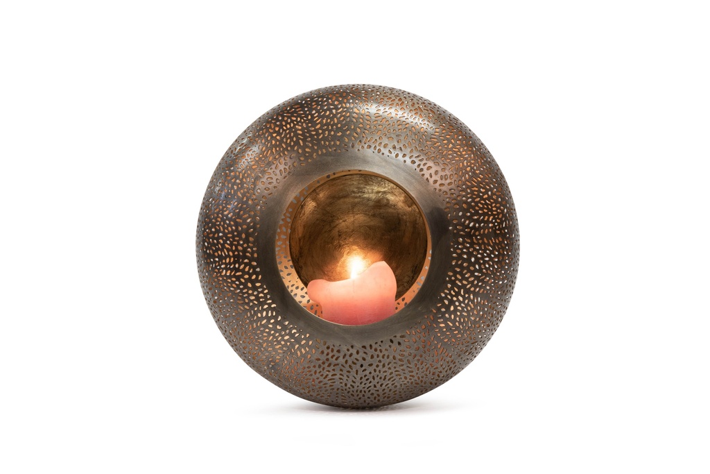 Wall candle holder round - metal - nickle antique/gold leafing - Ø39 x 20.5cm - p 1/1