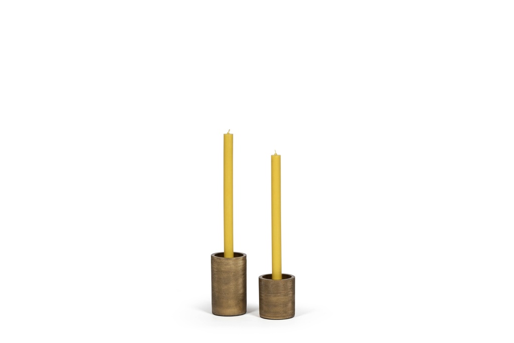 Candleholder striped for taper and Ø5.7 - metal - brass antique - Ø7.5 x 8.5cm - p 1/36