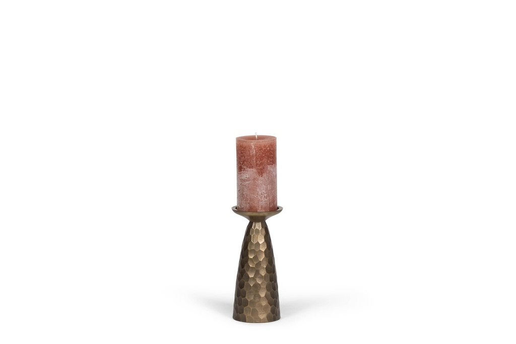 Candle holder Ø8.6 faceted antique brass - Ø10 x 24cm - p 1/16