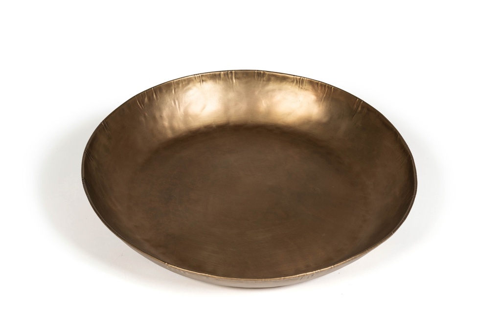 Tray textured - metal - brass antique - Ø52 x 5cm - p 1/4