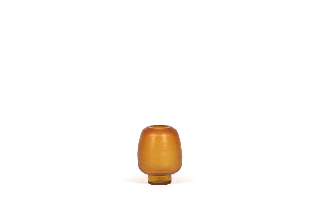 Lifted handcut vase - glass - salmon - Ø 12,5x16cm - p 1/8