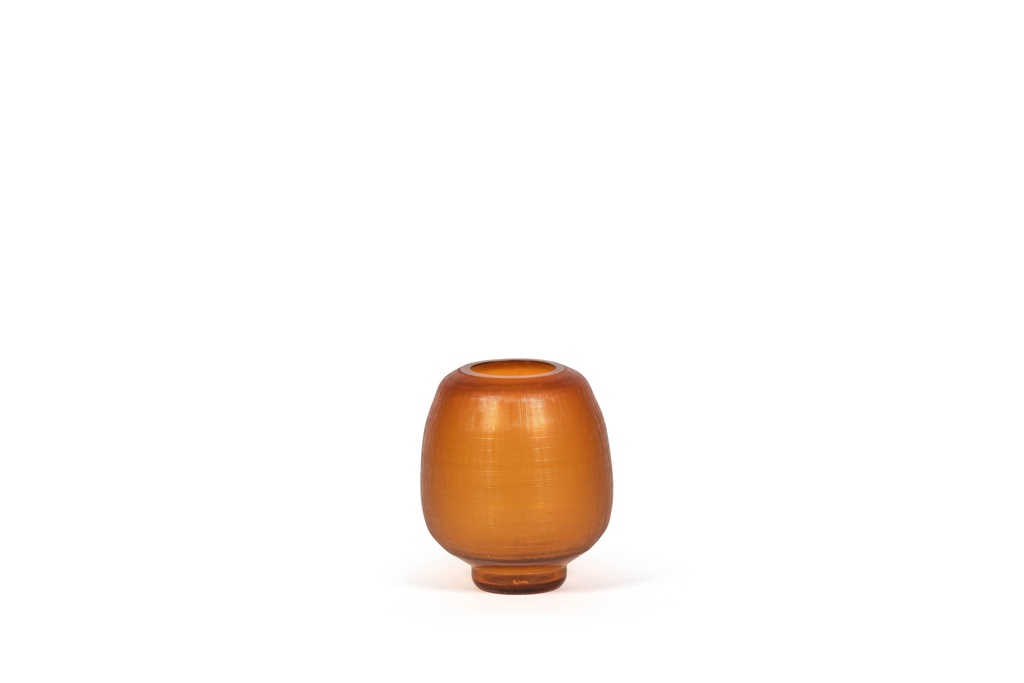 Lifted handcut vase - glass - salmon - Ø 17x18cm - p 1/4