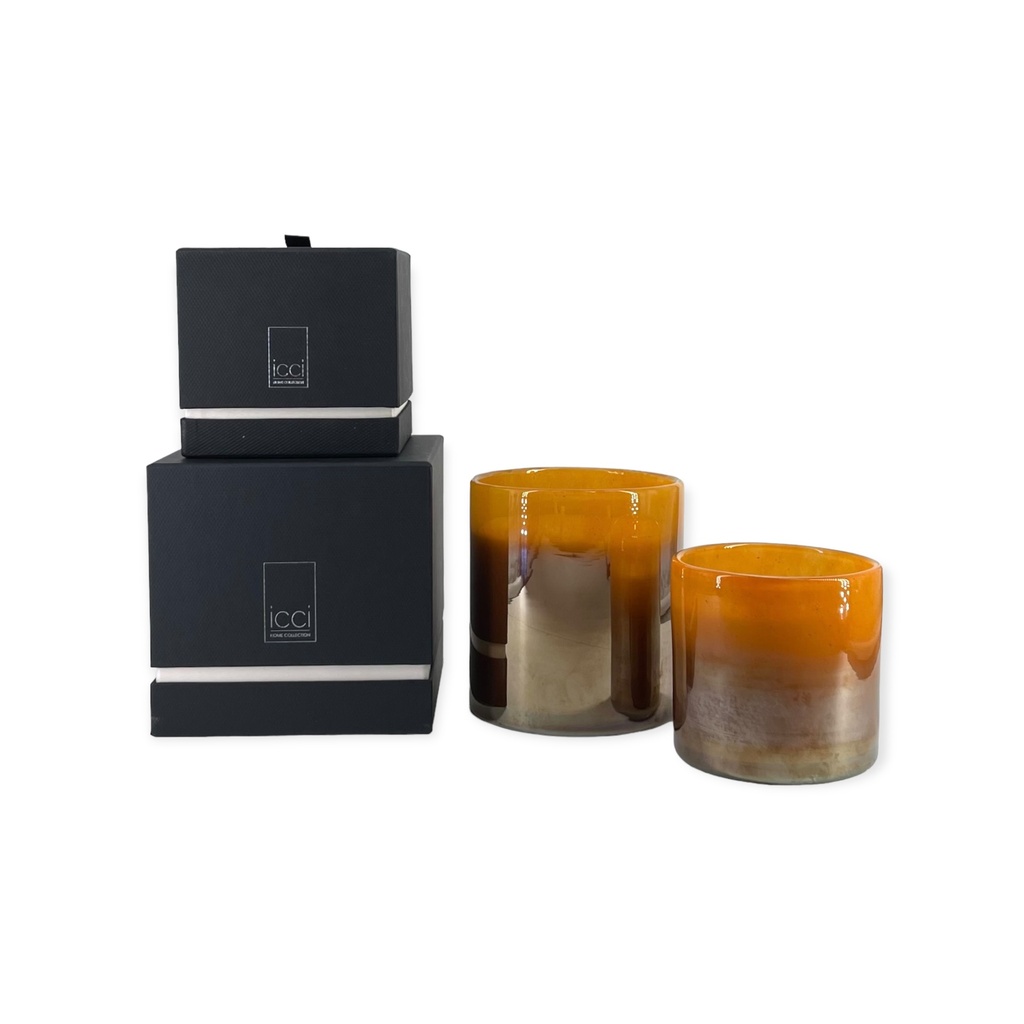 Scented candle cylinder orange luster - Ø14x15cm - 3 - int. cot. - p/2