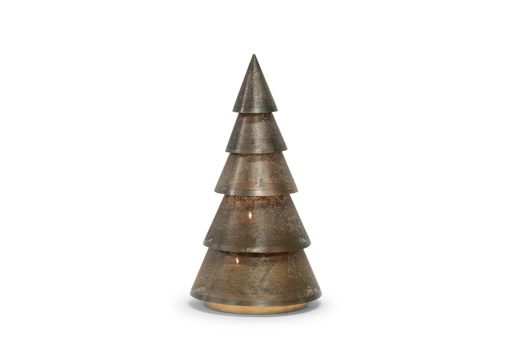 Xmas Tree candleholder L - metal - nickle antique / gold - Ø26x59,5cm - p/1/1