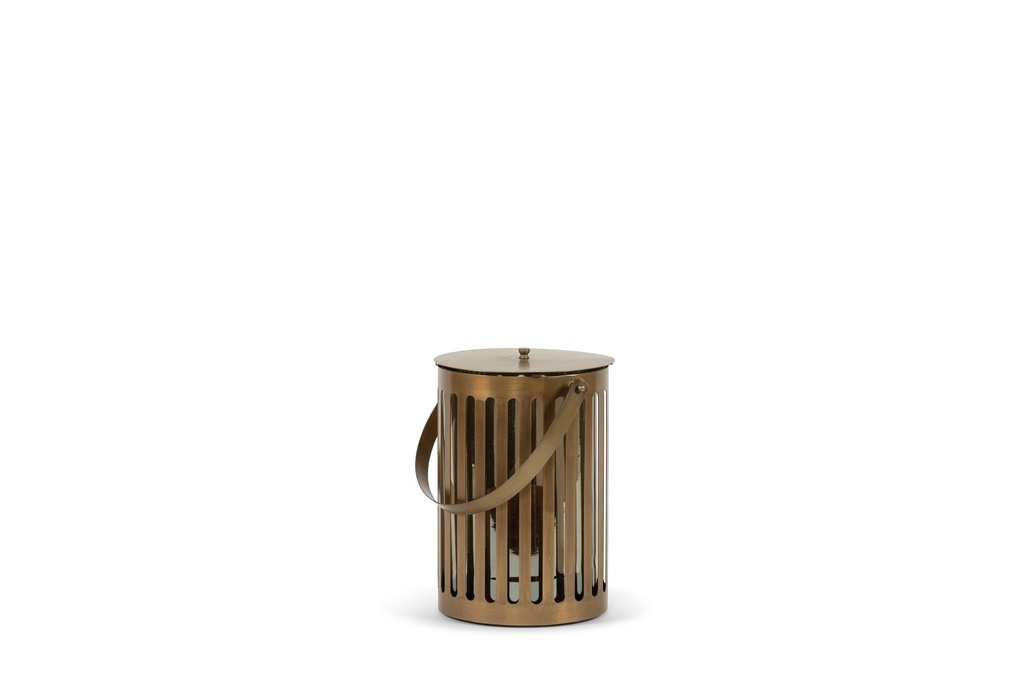 Hurricane round - metal + glass - brass antique + smoke - small Ø 24,5x34,5cm - p/1/2