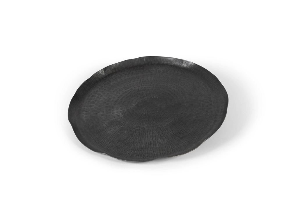 Plate medium weave textured - metal - graphite - Ø50,5x3cm - p/2/6