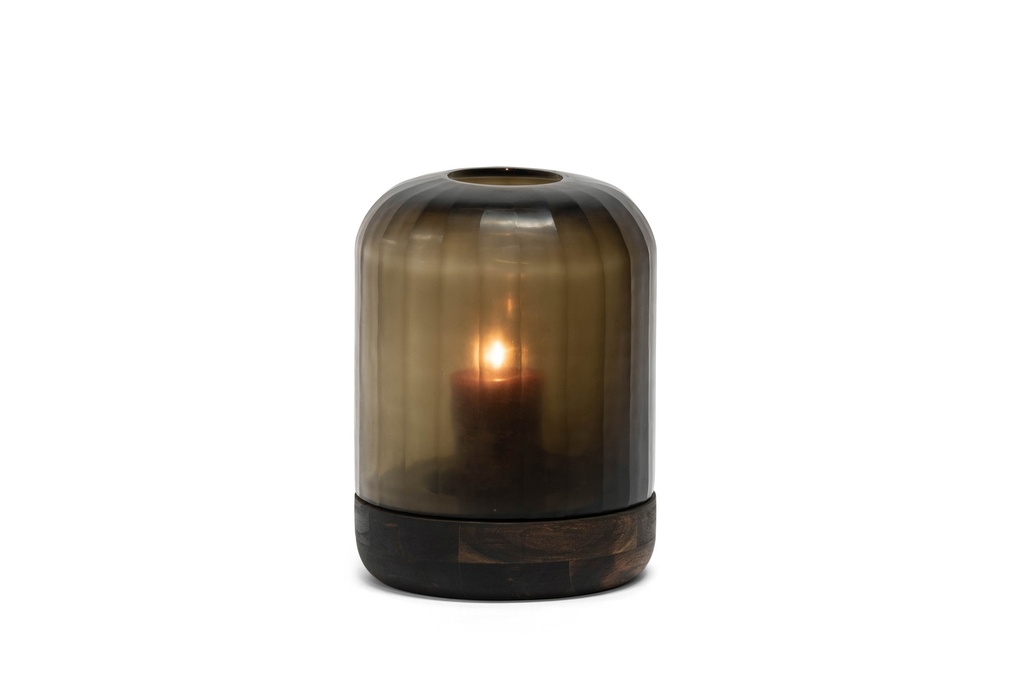 Dome hurricane large flat cut - glass - smoke - Ø28 x 33cm - p 1/1
