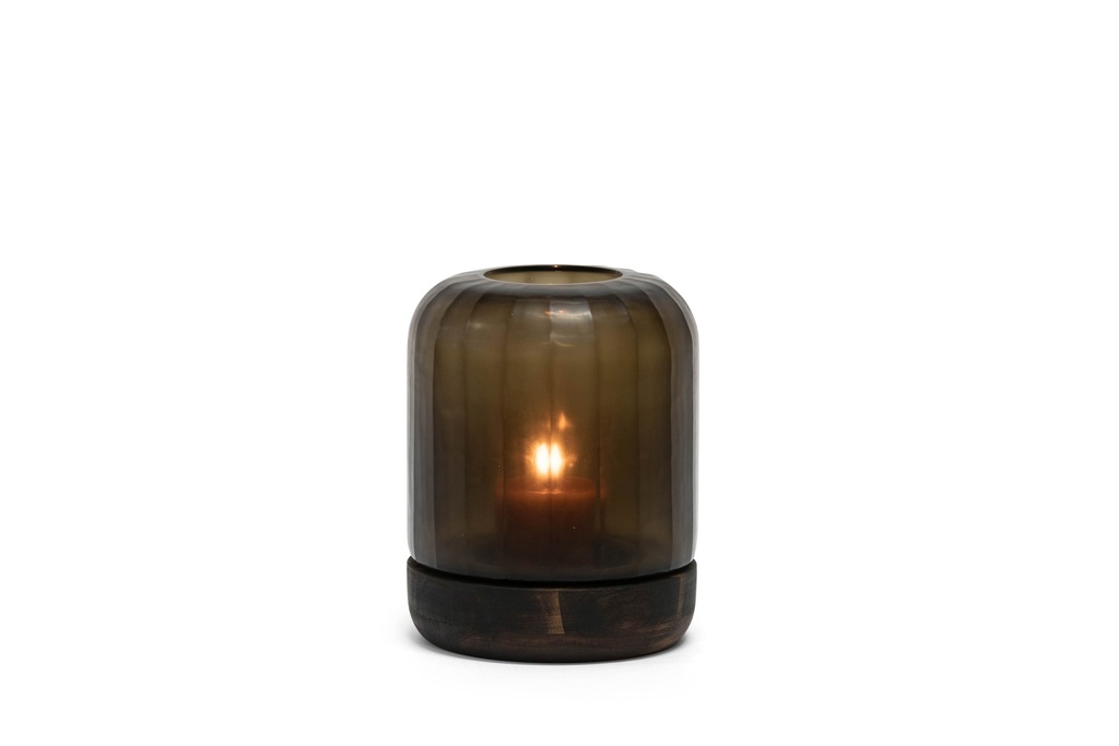 Dome hurricane small flat cut - glass - smoke - Ø24 x 28cm - p 1/1