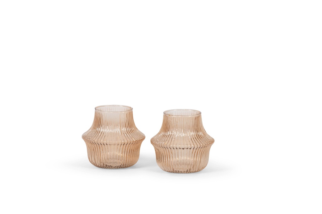 Tlight ribbed - glass - rose - Ø 13x12,5cm - p 1/18