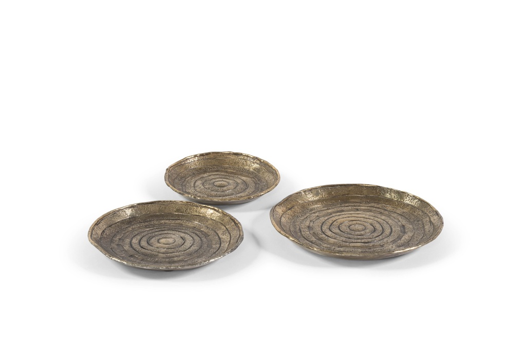 Candleplate organic stripes - antique gold small - Ø10x1cm - p/4/48