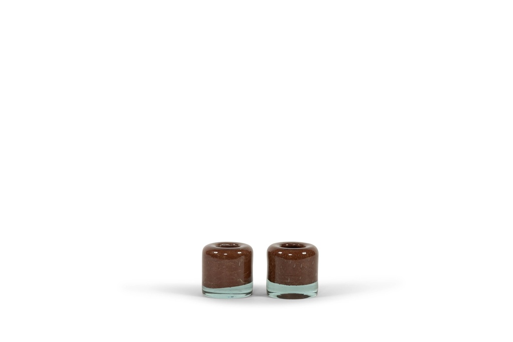 Thick votive holed up reddish brown - Ø11x10cm - p/4/1