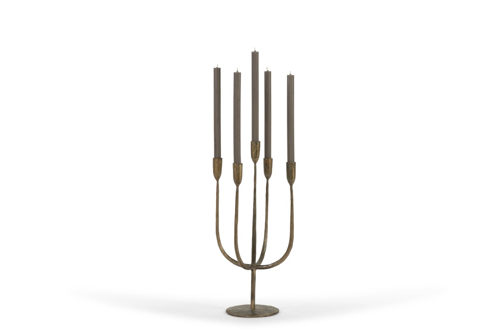 Handforged taperholder 5 arms - brass antique - Ø50 x 27 - p/1/1