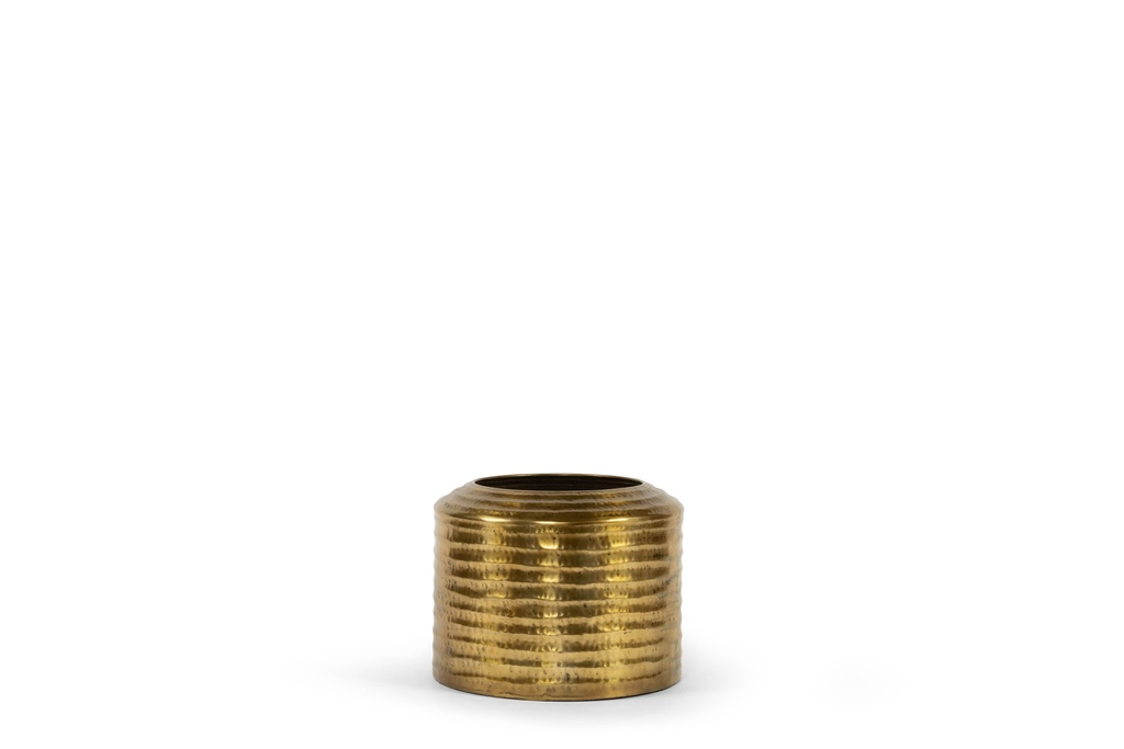 Big Round Ribbed Planter - metal - antique gold - Ø 45x34cm - p/1/1